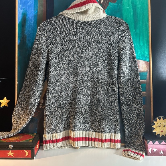 Bluenotes Cabin Black & Cream Shawl Collar Cardigan Women Medium Cowichan - Picture 13 of 16